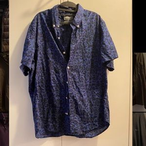 Multicolored poplin/ leopard print button down